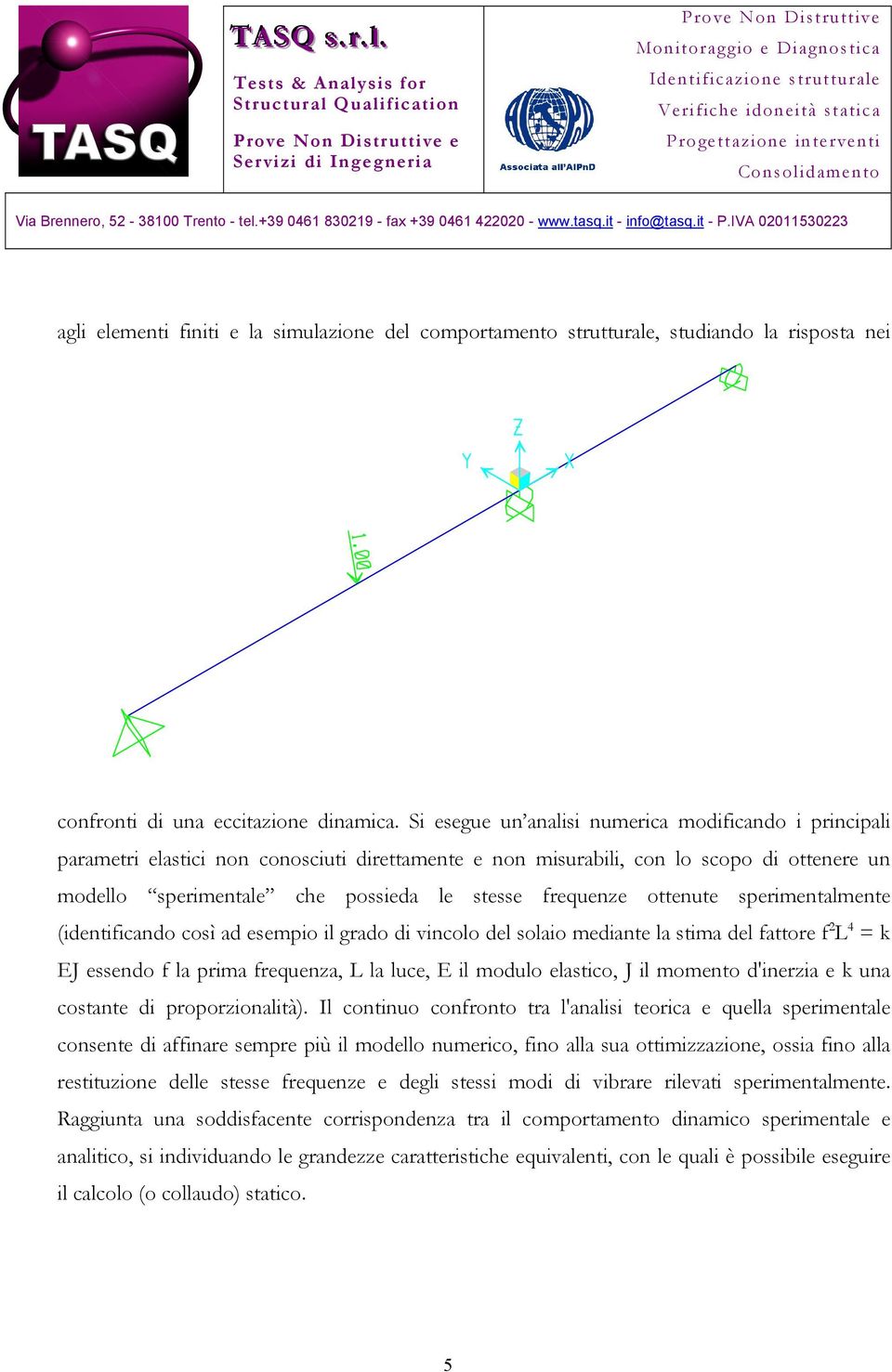 frequenze ottenute sperimentalmente (identificando così ad esempio il grado di vincolo del solaio mediante la stima del fattore f 2 L 4 = k EJ essendo f la prima frequenza, L la luce, E il modulo