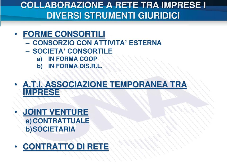 a) IN FORMA COOP b) IN FORMA DIS.R.L. A.T.I. ASSOCIAZIONE