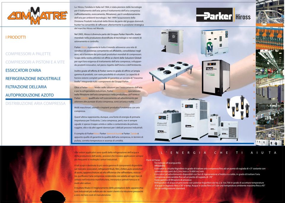 Parker Hiross è presente in tutto il mondo attraverso una rete di anni, ed è fornitore dei principali produttori mondiali di compressori.