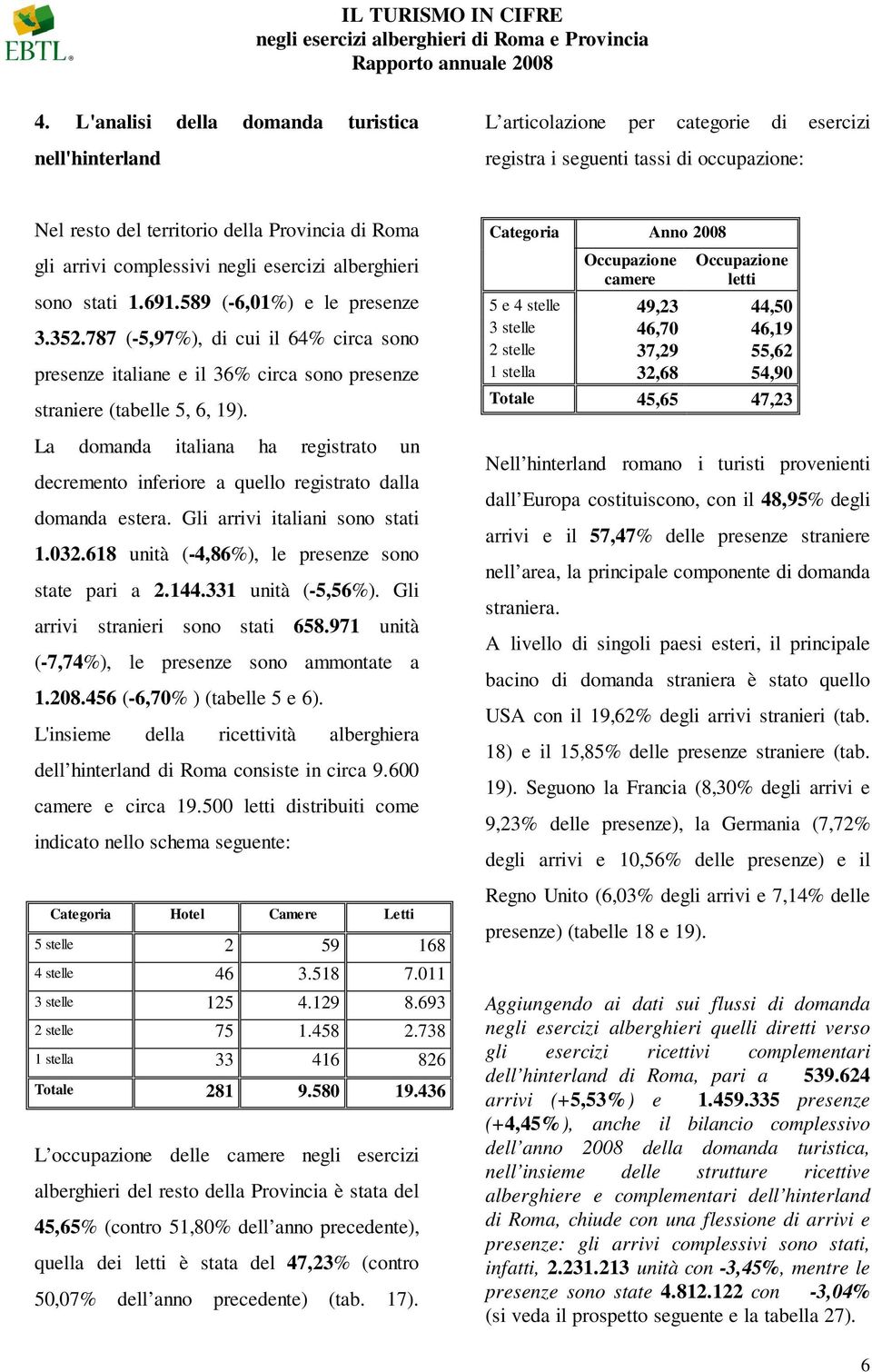 787 (-5,97%), di cui il 64% circa sono presenze italiane e il 36% circa sono presenze straniere (tabelle 5, 6, 19).