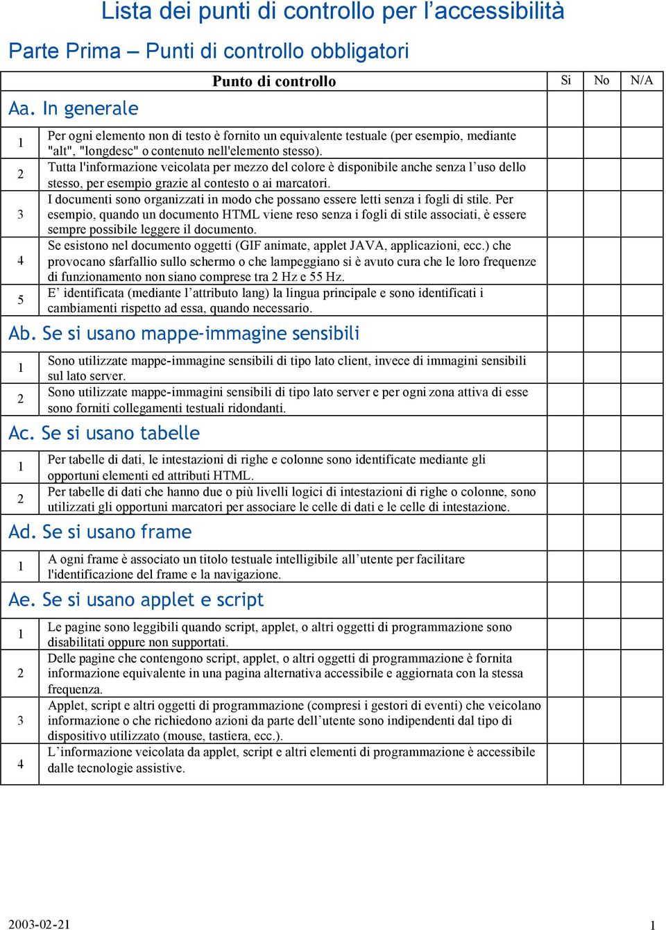 Tutta l'informazione veicolata per mezzo del colore è disponibile anche senza l uso dello stesso, per esempio grazie al contesto o ai marcatori.