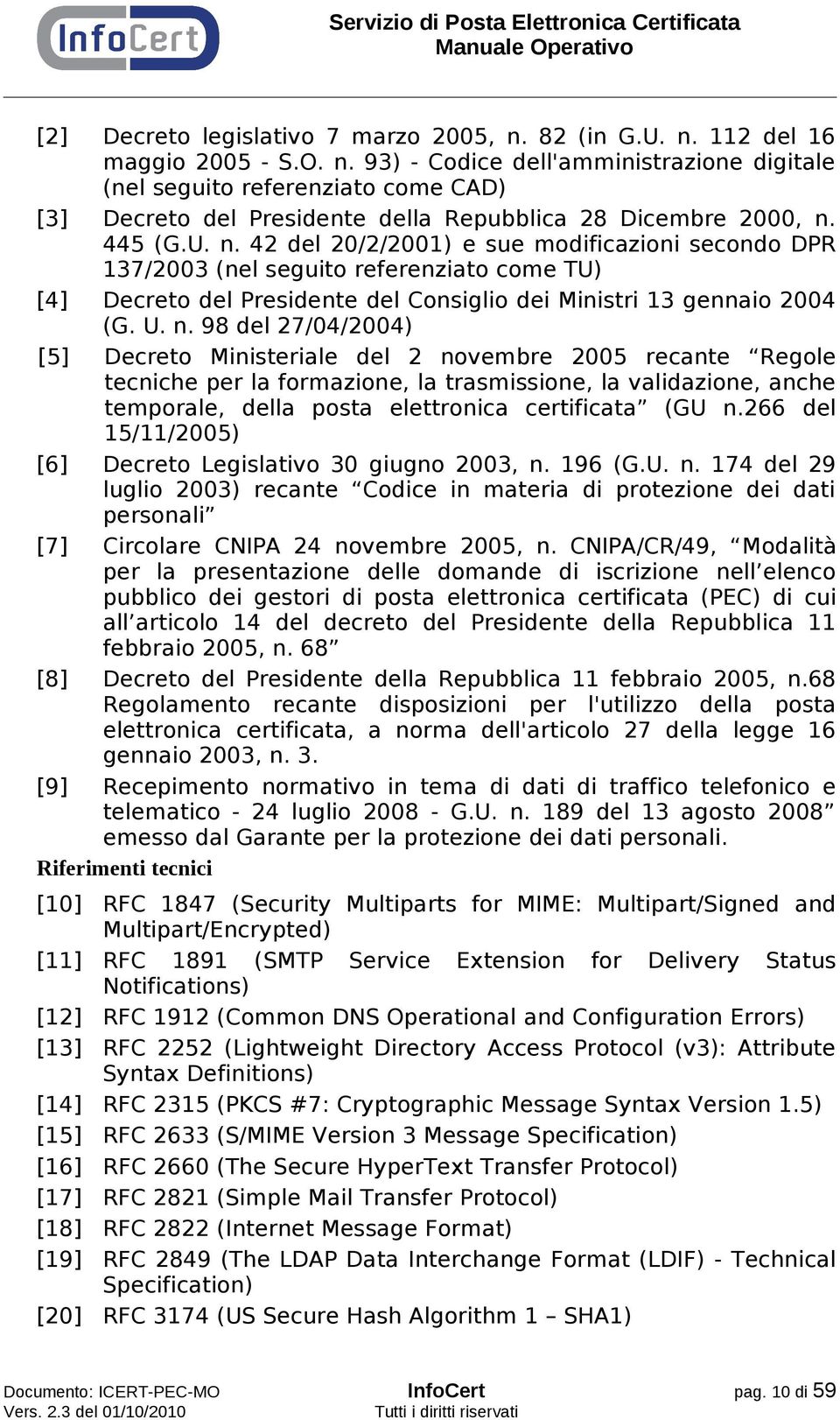 42 del 20/2/2001) e sue modificazioni secondo DPR 137/2003 (nel seguito referenziato come TU) [4] Decreto del Presidente del Consiglio dei Ministri 13 gennaio 2004 (G. U. n.