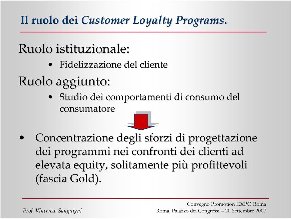 comportamenti di consumo del consumatore Concentrazione degli sforzi di