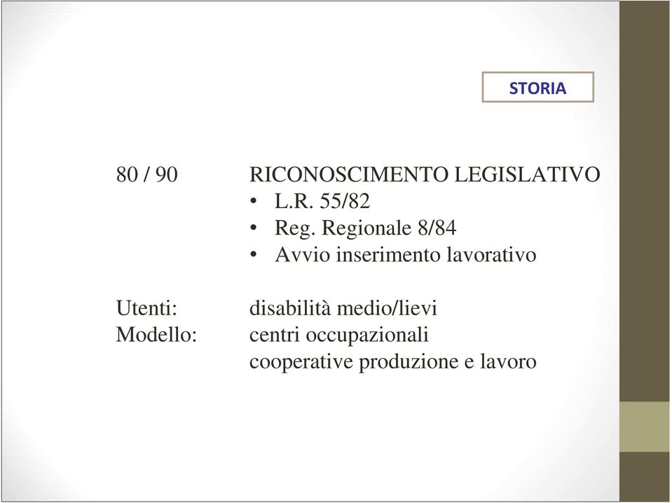 Utenti: Modello: disabilità medio/lievi centri