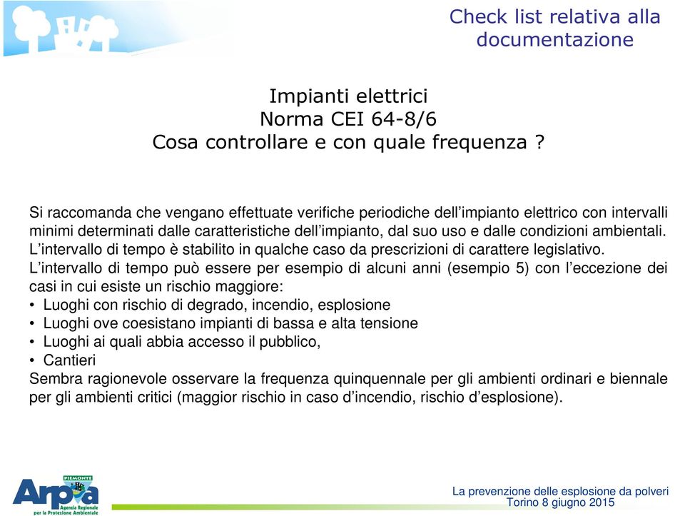 L intervallo di tempo è stabilito in qualche caso da prescrizioni di carattere legislativo.