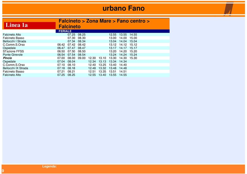 50 13.20 14.20 15.20 Ponte Girevole 06.54 07.54 08.54 13.24 14.24 15.24 Pincio 07.00 08.00 09.00 12.30 13.10 13.30 14.30 15.30 Ospedale 07.04 08.04 12.34 13.13 13.34 14.34 C.Comm.