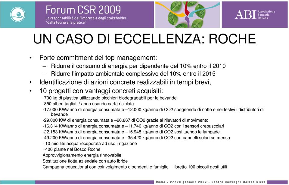 tagliati / anno usando carta riciclata -17.000 KW/anno di energia consumata e 12.000 kg/anno di CO2 spegnendo di notte e nei festivi i distributori di bevande -29.000 KW di energia consumata e 20.