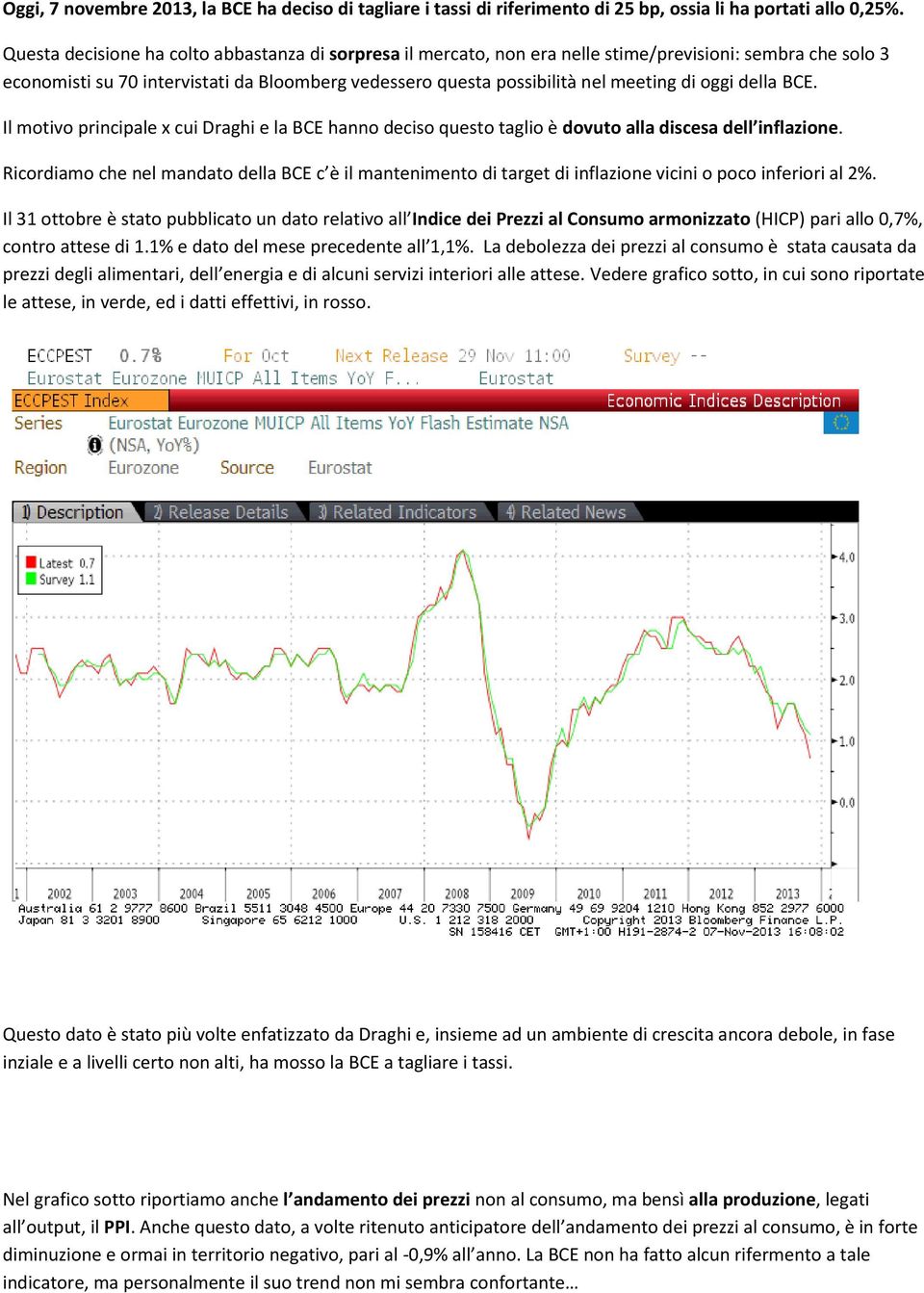 oggi della BCE. Il motivo principale x cui Draghi e la BCE hanno deciso questo taglio è dovuto alla discesa dell inflazione.