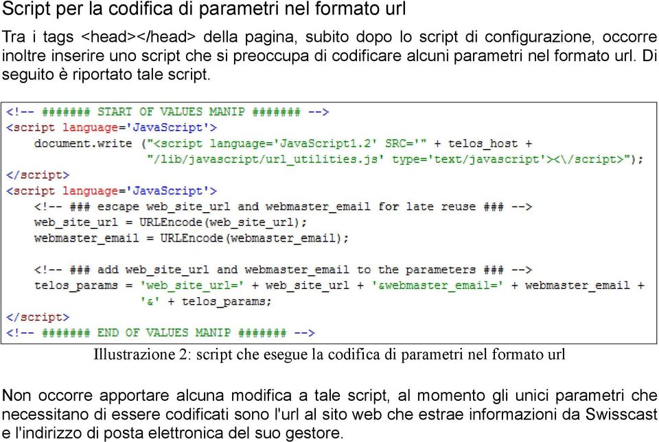 Illustrazione 2: script che esegue la codifica di parametri nel formato url Non occorre apportare alcuna modifica a tale script, al momento