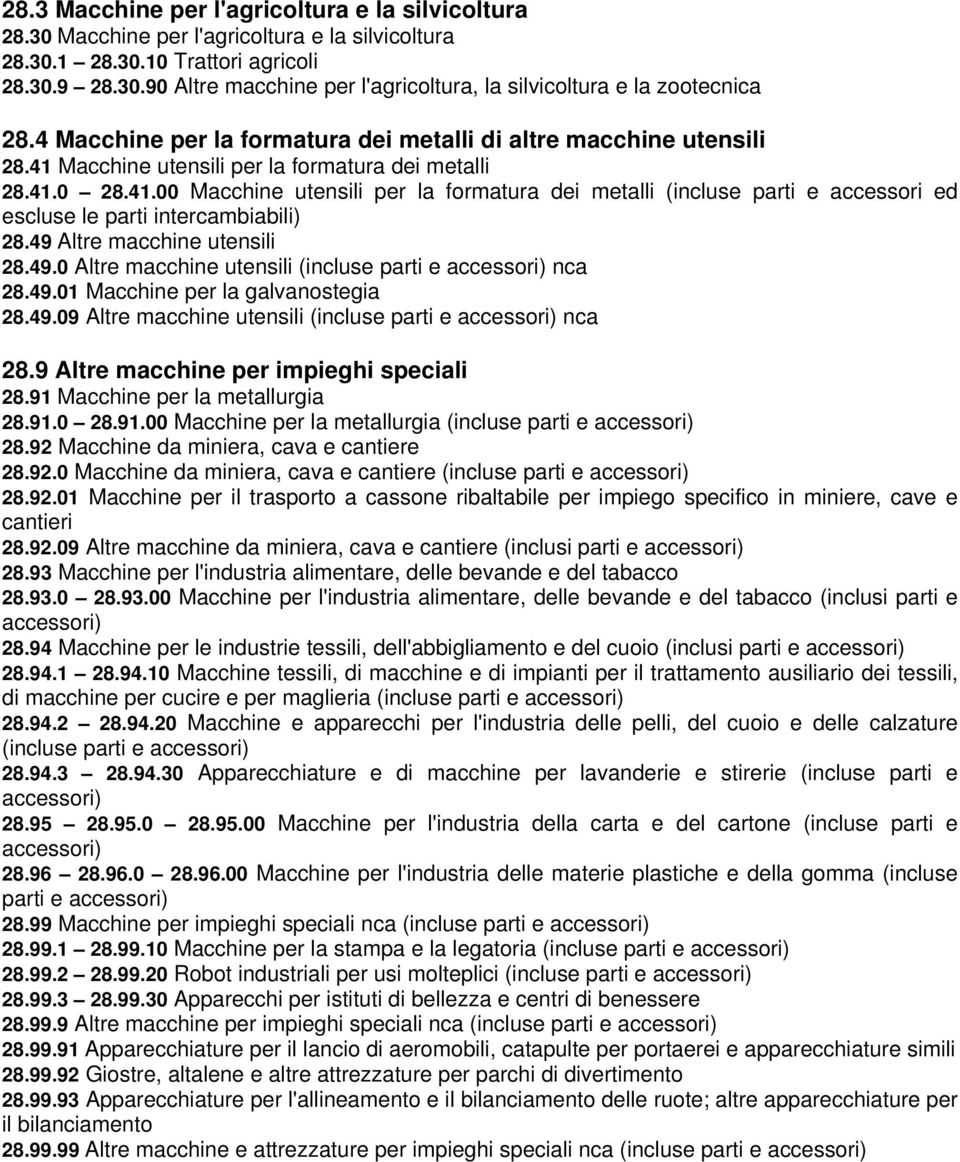 49 Altre macchine utensili 28.49.0 Altre macchine utensili (incluse parti e accessori) nca 28.49.01 Macchine per la galvanostegia 28.49.09 Altre macchine utensili (incluse parti e accessori) nca 28.