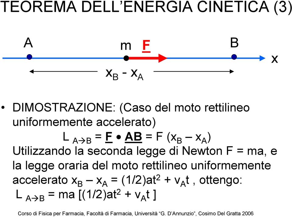 la seconda legge di Newton F = a, e la legge oraria del oto rettilineo