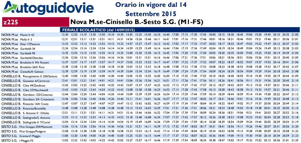 Cilea 49/Zandonai CINISELLO B. Cilea 37/Macchiavelli CINISELLO B. Giordano 125/Cimarosa CINISELLO B. Giordano 3/fr Crisantemi CINISELLO B. Rinascita 16/fr Costa CINISELLO B.