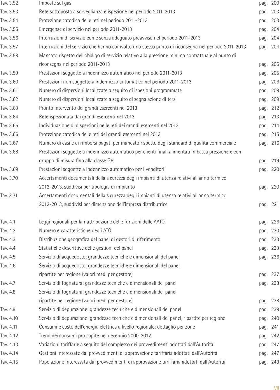 57 Interruzioni del servizio che hanno coinvolto uno stesso punto di riconsegna nel periodo 2011-2013 Tav. 3.