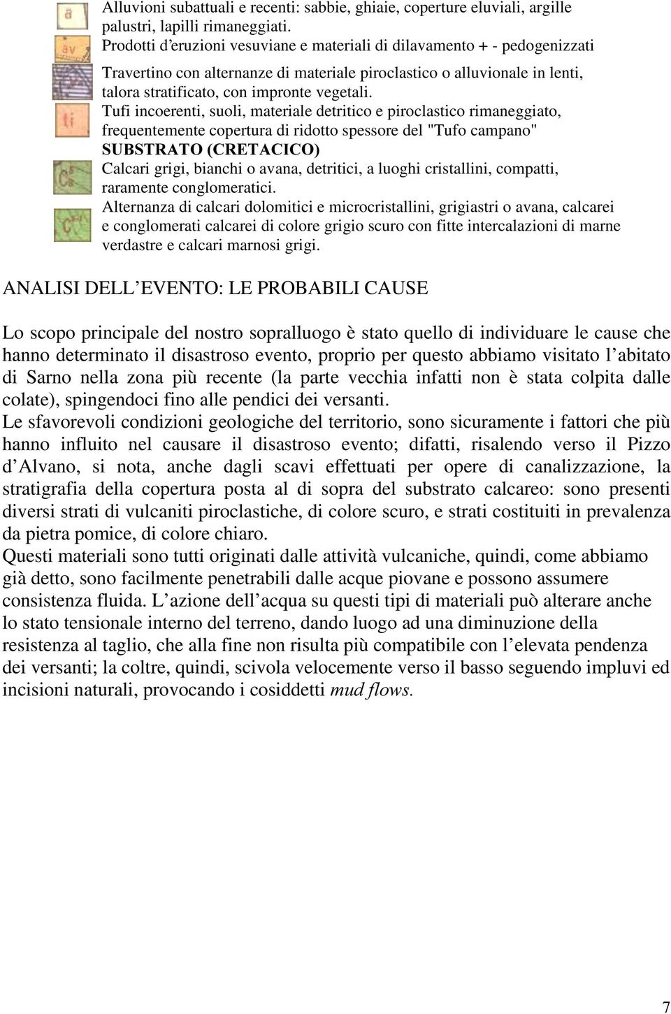 Tufi incoerenti, suoli, materiale detritico e piroclastico rimaneggiato, frequentemente copertura di ridotto spessore del "Tufo campano" 68%675$72&5(7$&,&2 Calcari grigi, bianchi o avana, detritici,