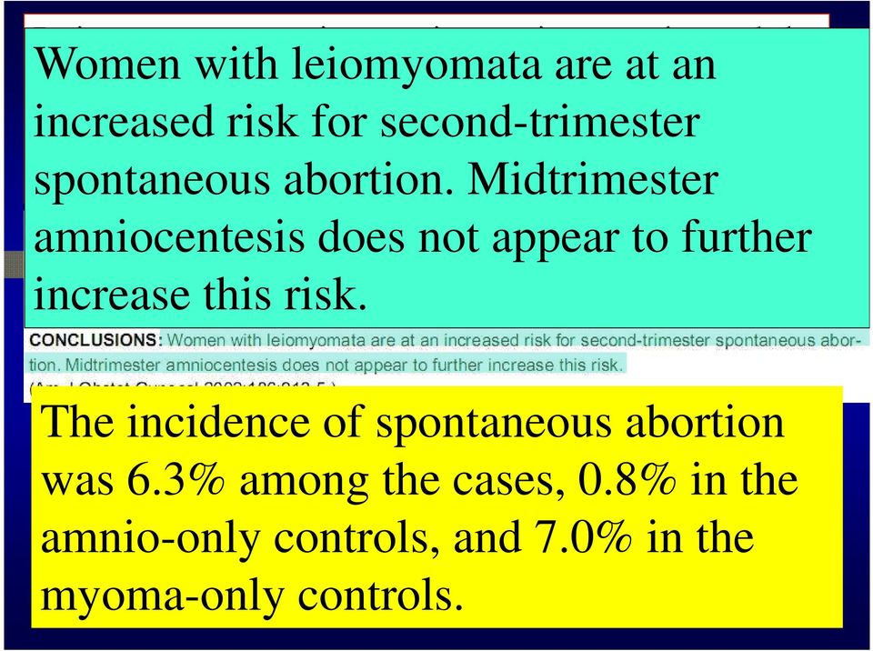 Midtrimester amniocentesis does not appear to further increase this risk.
