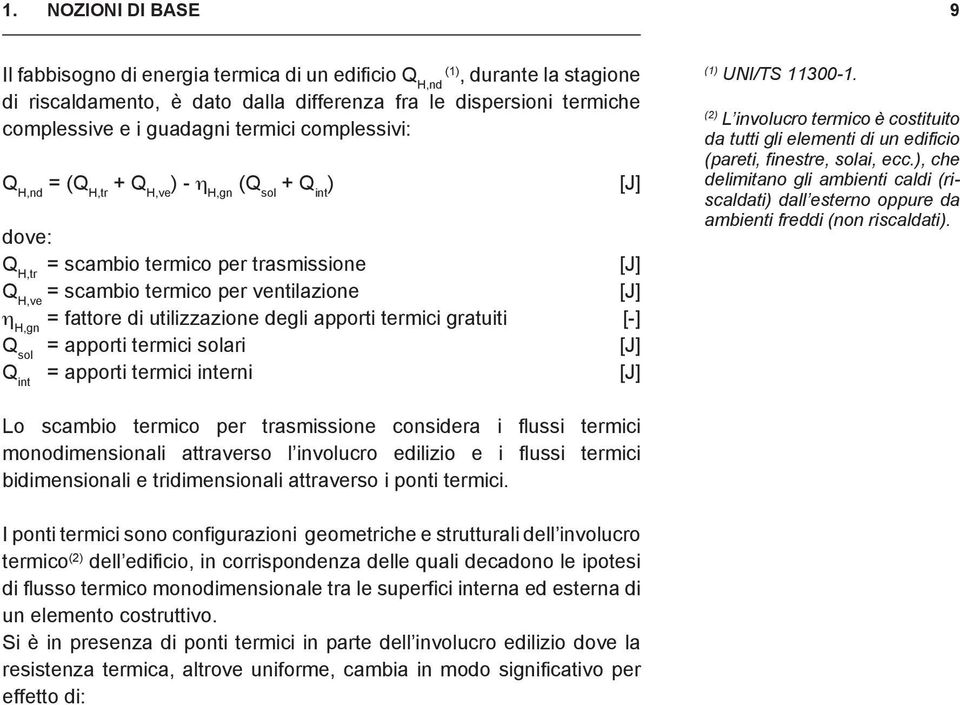 utilizzazione degli apporti termici gratuiti [-] Q sol = apporti termici solari [J] Q int = apporti termici interni [J] [J] (1) UNI/TS 11300-1.