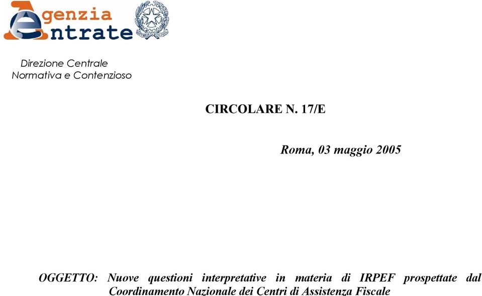 interpretative in materia di IRPEF prospettate dal