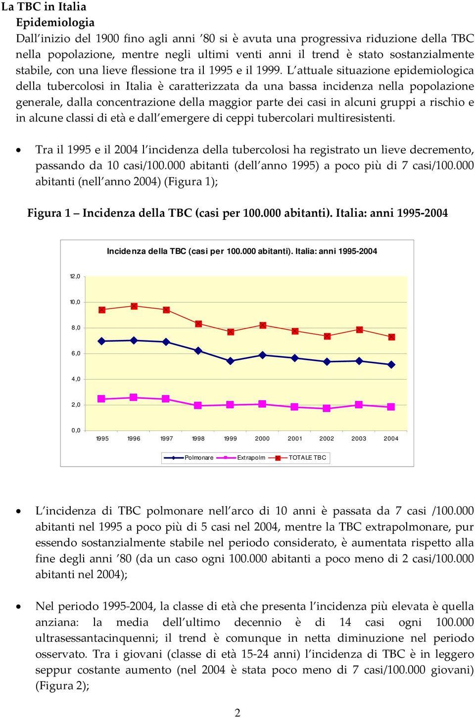 L attuale situazione epidemiologica della tubercolosi in Italia è caratterizzata da una bassa incidenza nella popolazione generale, dalla concentrazione della maggior parte dei casi in alcuni gruppi