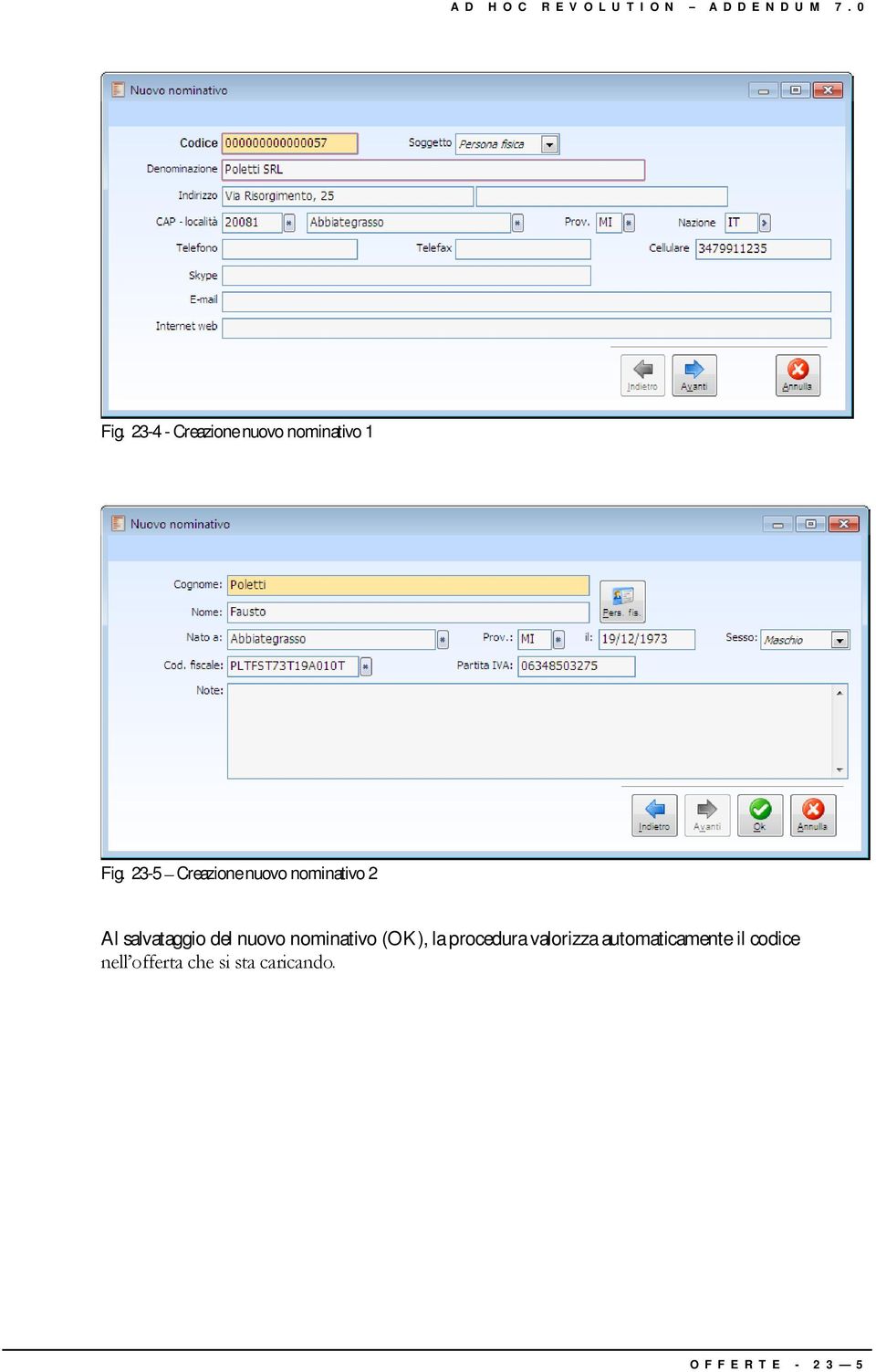 23-5 Creazione nuovo nominativo 2 Al salvataggio del nuovo