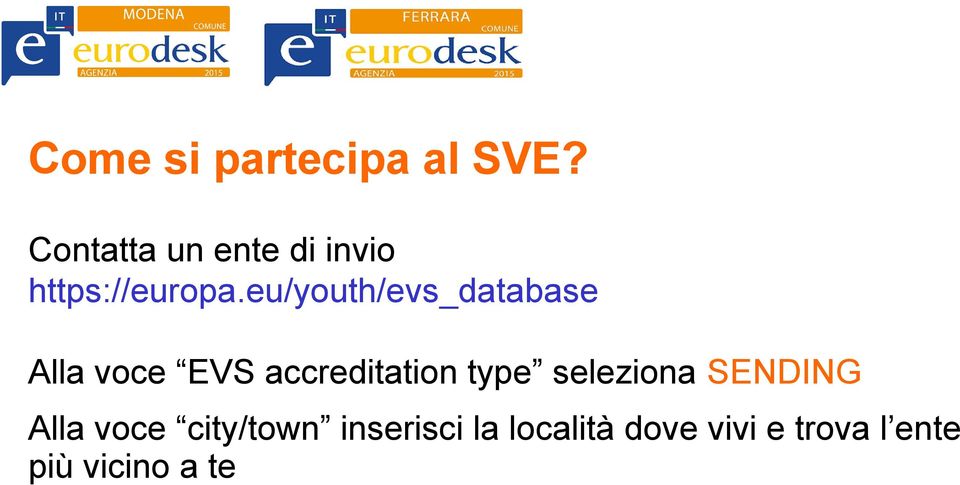 eu/youth/evs_database Alla voce EVS accreditation type