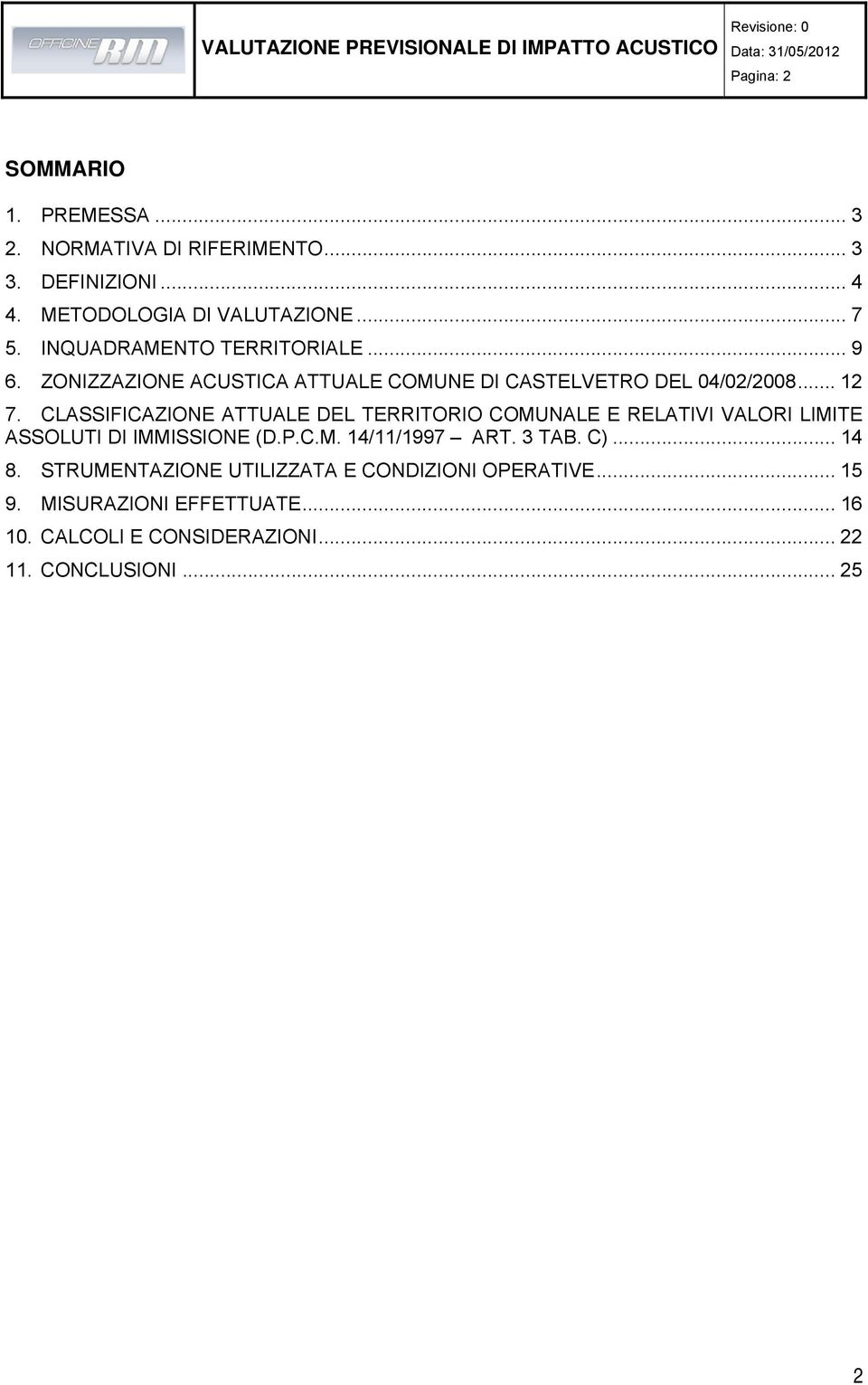 CLASSIFICAZIONE ATTUALE DEL TERRITORIO COMUNALE E RELATIVI VALORI LIMITE ASSOLUTI DI IMMISSIONE (D.P.C.M. 14/11/1997 ART. 3 TAB.