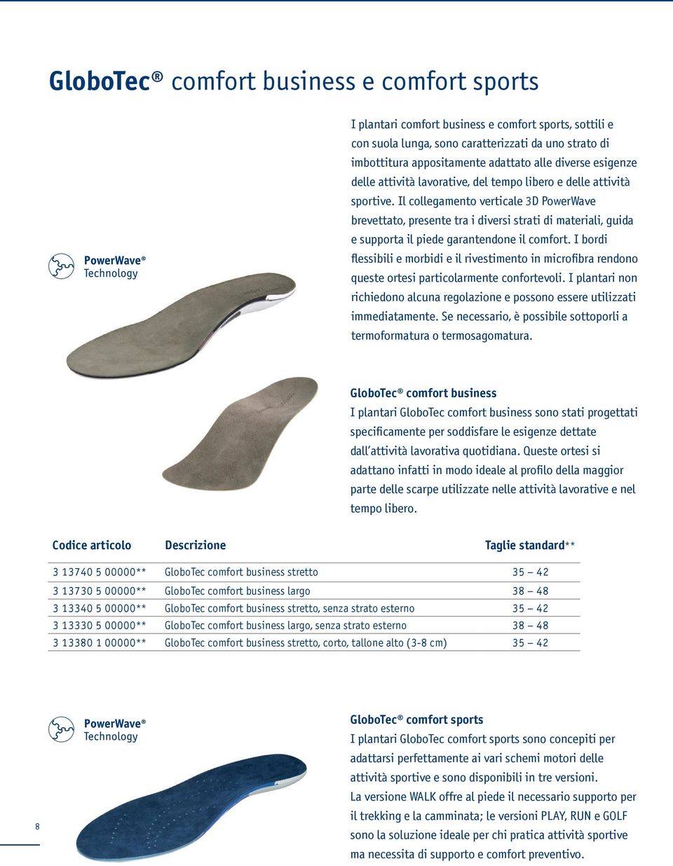 Il collegamento verticale 3D PowerWave brevettato, presente tra i diversi strati di materiali, guida e supporta il piede garantendone il comfort. I bordi queste ortesi particolarmente confortevoli.