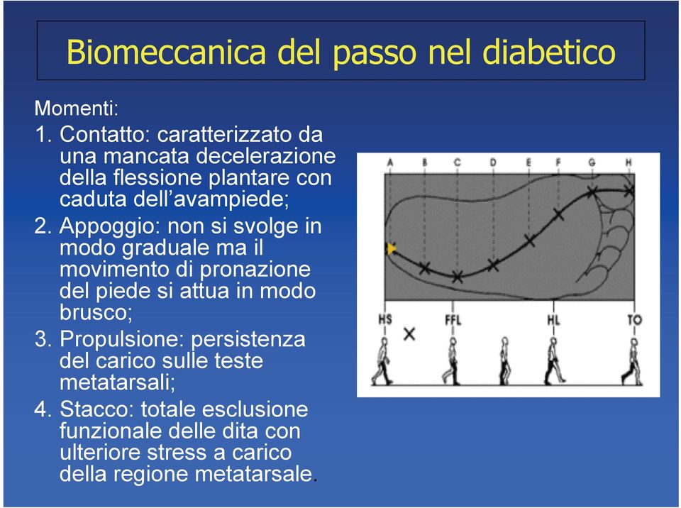 Appoggio: non si svolge in modo graduale ma il movimento di pronazione del piede si attua in modo brusco; 3.