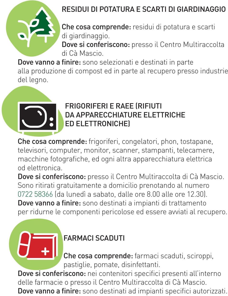 FRIGORIFERI E RAEE (RIFIUTI DA APPARECCHIATURE ELETTRICHE ED ELETTRONICHE) Che cosa comprende: frigoriferi, congelatori, phon, tostapane, televisori, computer, monitor, scanner, stampanti,