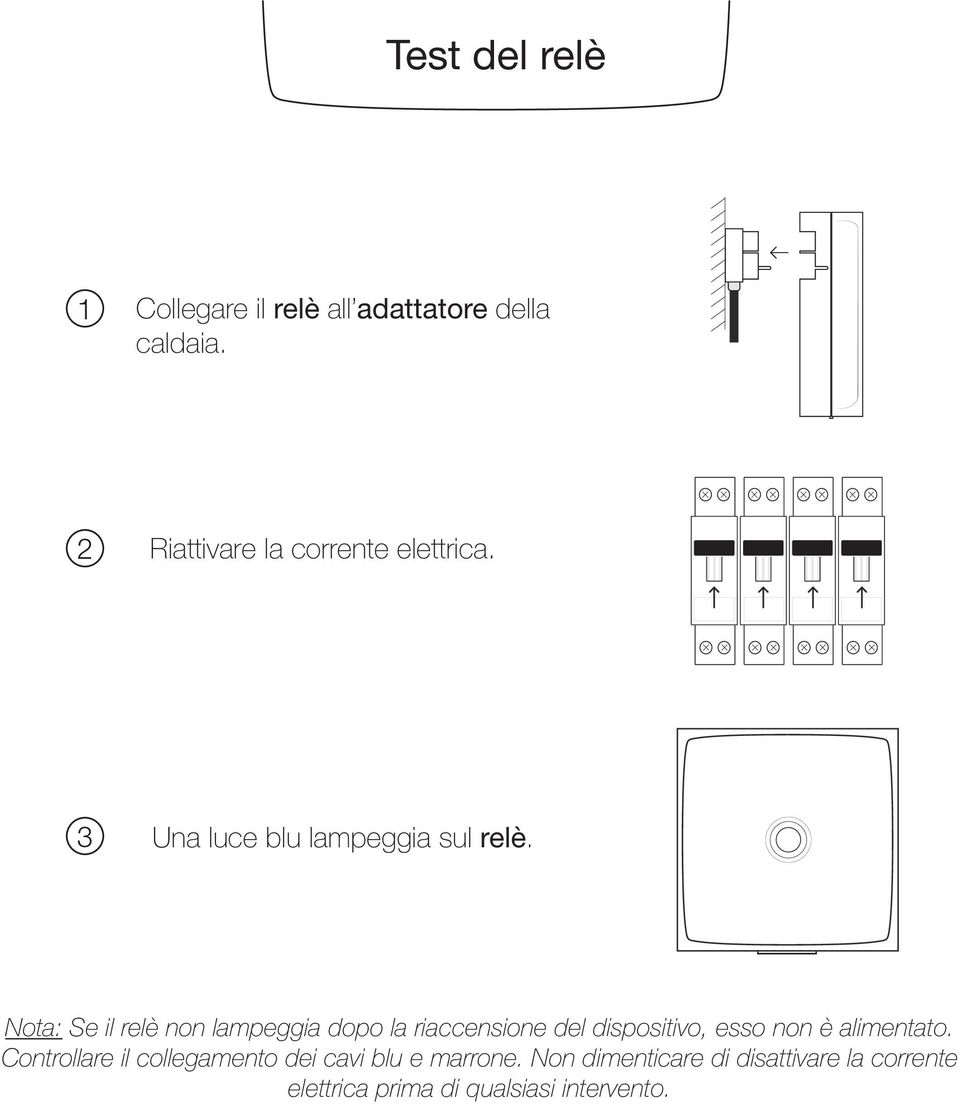 Nota: Se il relè non lampeggia dopo la riaccensione del dispositivo, esso non è alimentato.