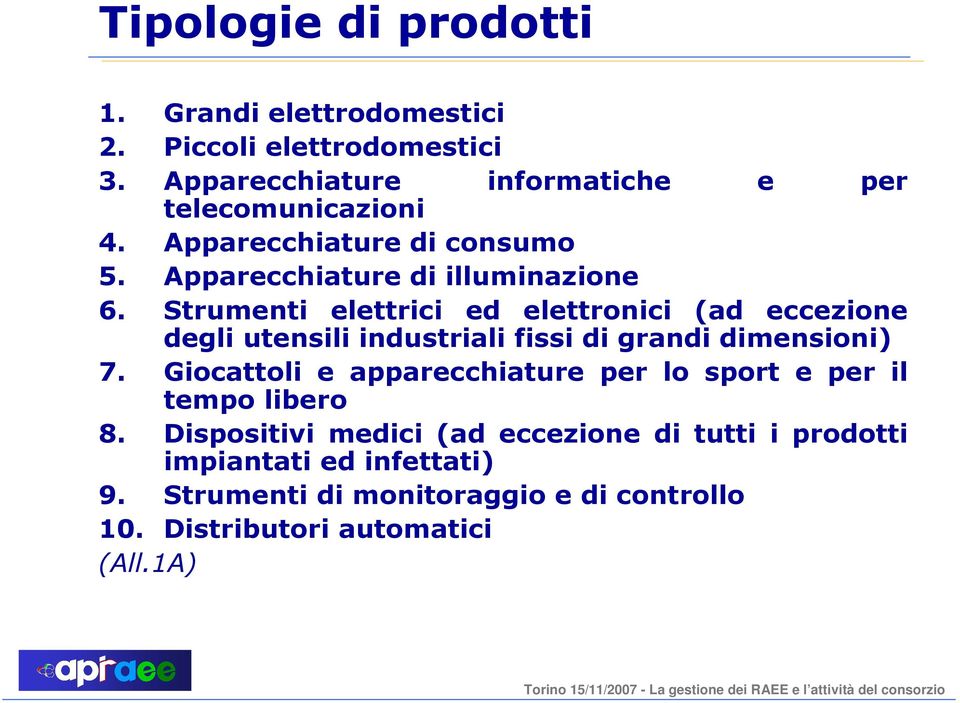 Strumenti elettrici ed elettronici (ad eccezione degli utensili industriali fissi di grandi dimensioni) 7.