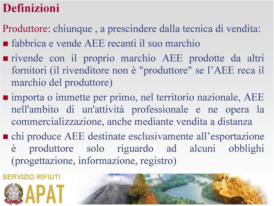 primo, nel territorio nazionale, AEE nell'ambito di un'attività professionale e ne opera la commercializzazione, anche mediante vendita a