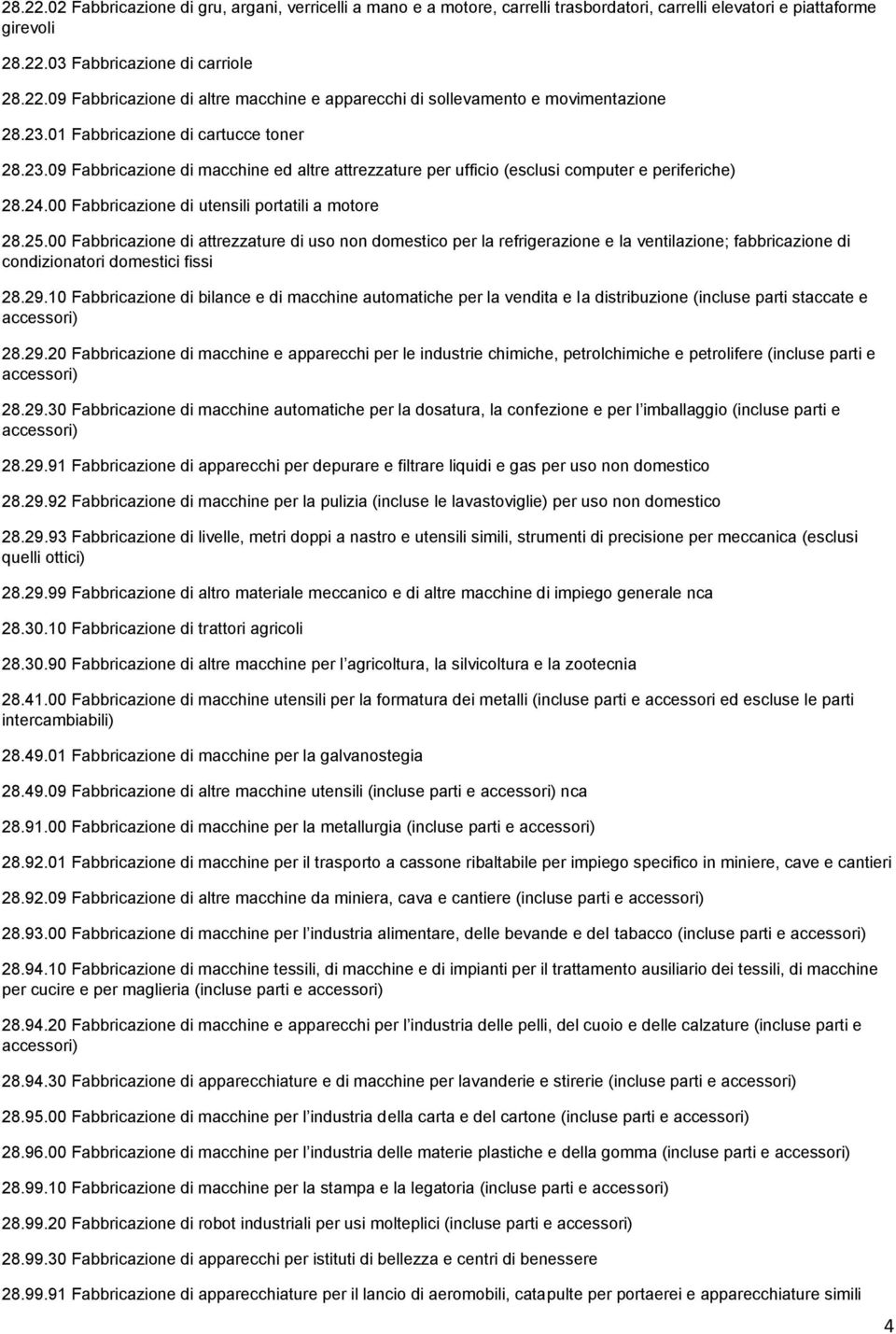 00 Fabbricazione di attrezzature di uso non domestico per la refrigerazione e la ventilazione; fabbricazione di condizionatori domestici fissi 28.29.