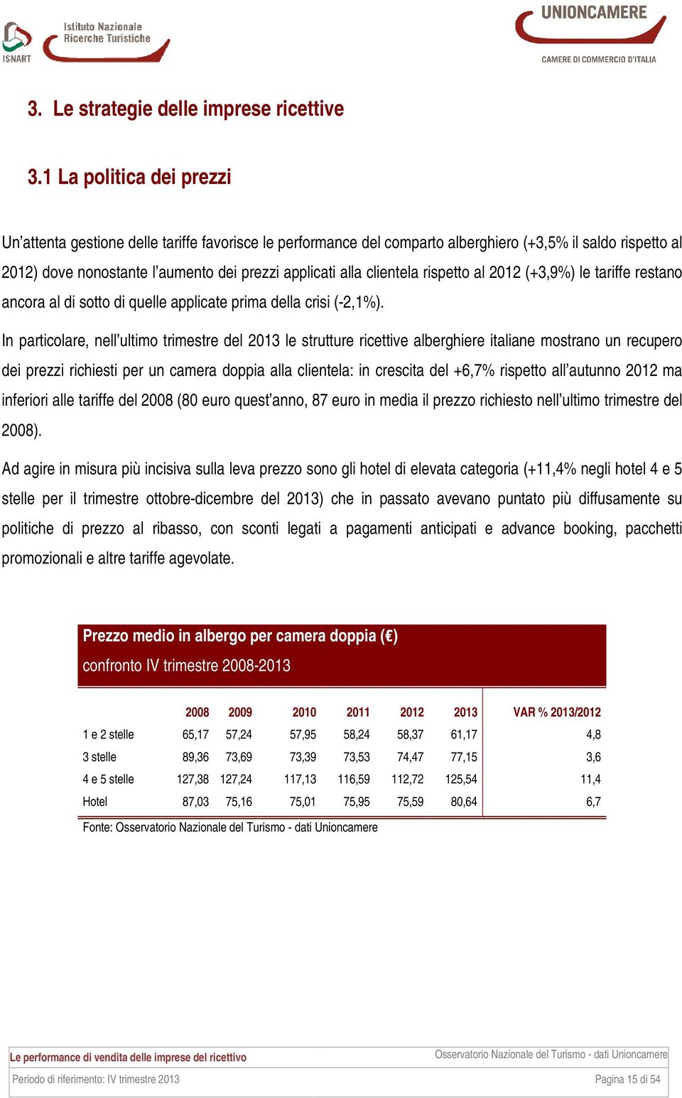 clientela rispetto al 2012 (+3,9%) le tariffe restano ancora al di sotto di quelle applicate prima della crisi (-2,1%).