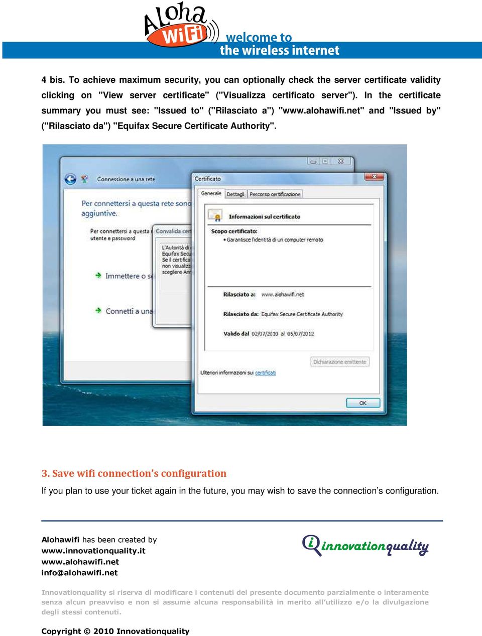 certificate" ("Visualizza certificato server").