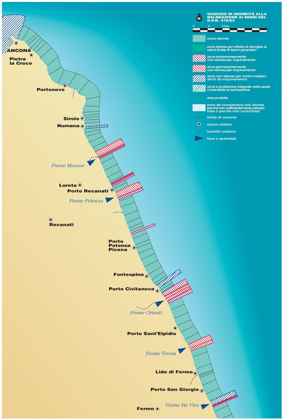 idonea per motivi indipendenti da inquinamento Portonovo zona a protezione integrale nella quale è interdetta la balneazione zona da considerarsi non idonea perchè non sufficientemente