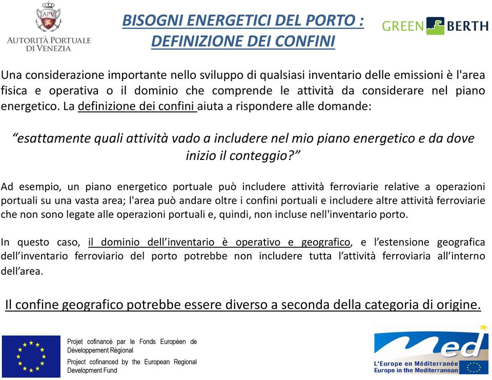 La definizione dei confini aiuta a rispondere alle domande: esattamente quali attività vado a includere nel mio piano energetico e da dove inizio il conteggio?