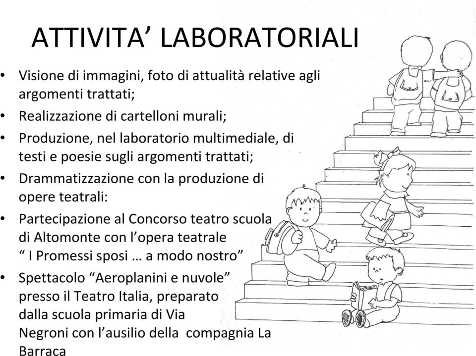 di opere teatrali: Partecipazione al Concorso teatro scuola di Altomonte con l opera teatrale I Promessi sposi a modo nostro