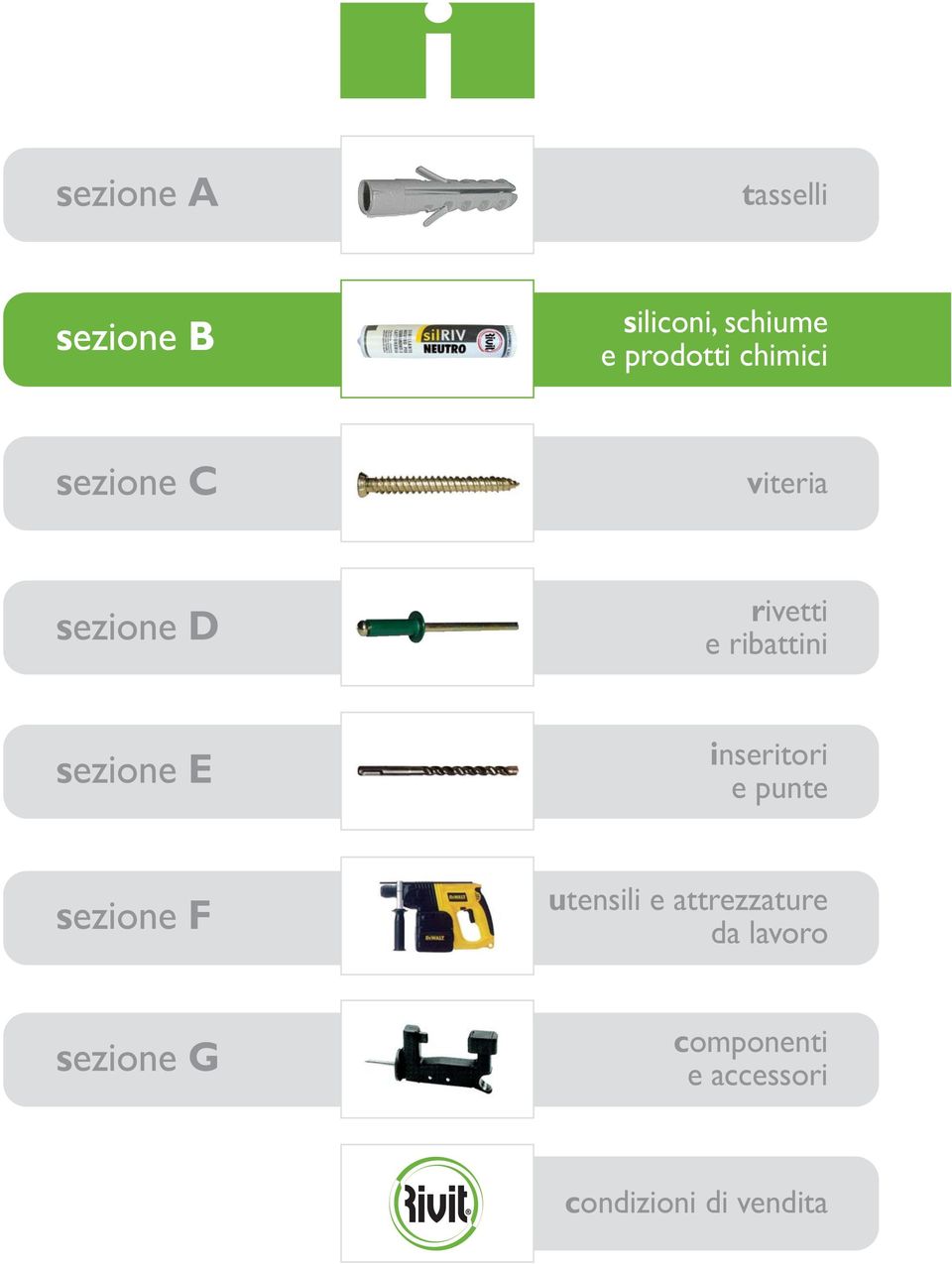 sezione E inseritori e punte sezione F utensili e