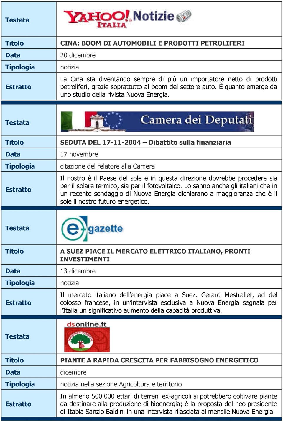 SEDUTA DEL 17-11-2004 Dibattito sulla finanziaria 17 novembre citazione del relatore alla Camera Il nostro è il Paese del sole e in questa direzione dovrebbe procedere sia per il solare termico, sia