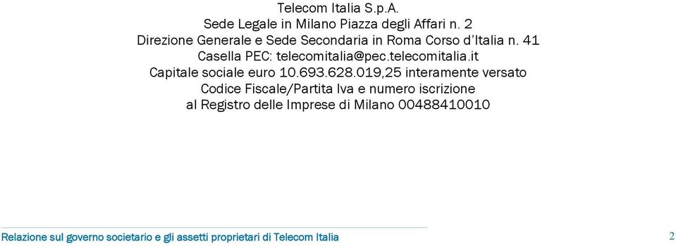 telecomitalia.it Capitale sociale euro 10.693.628.