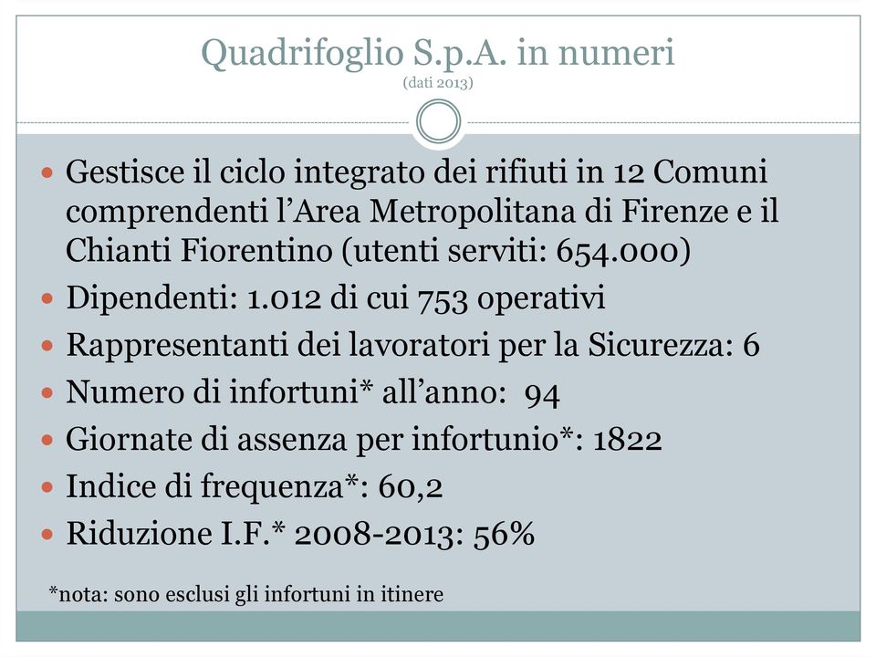 Firenze e il Chianti Fiorentino (utenti serviti: 654.000) Dipendenti: 1.