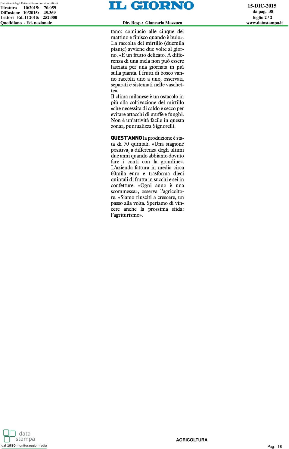 II 2015: 252.000 Quotidiano - Ed.