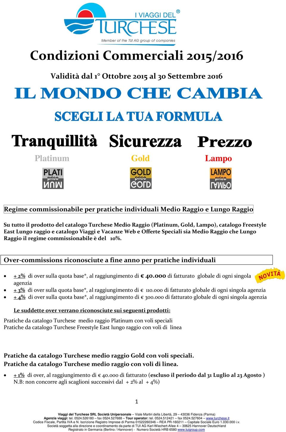 commissionabile è del 10%. Over commissions riconosciute a fine anno per pratiche individuali + 2% di over sulla quota base*, al raggiungimento di 40.