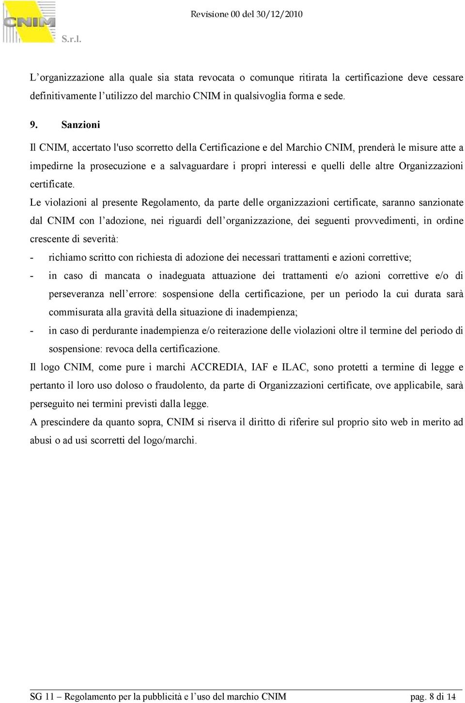 Organizzazioni certificate.