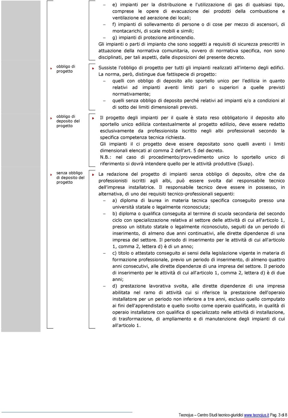 Gli impianti o parti di impianto che sono soggetti a requisiti di sicurezza prescritti in attuazione della normativa comunitaria, ovvero di normativa specifica, non sono disciplinati, per tali