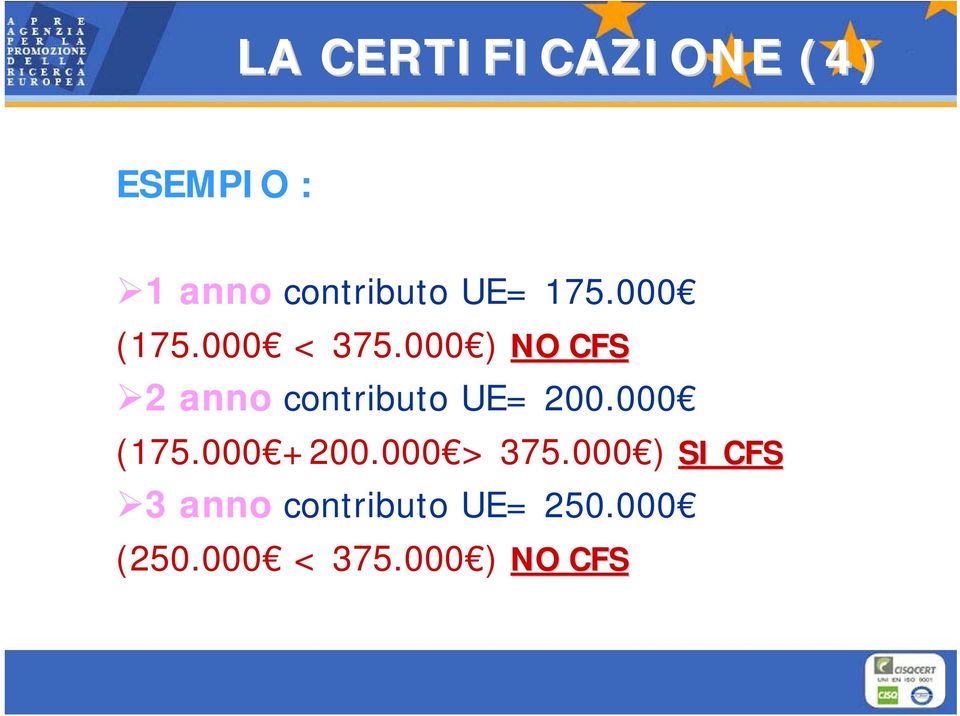 000 ) NO CFS 2 anno contributo UE= 200.000 (175.