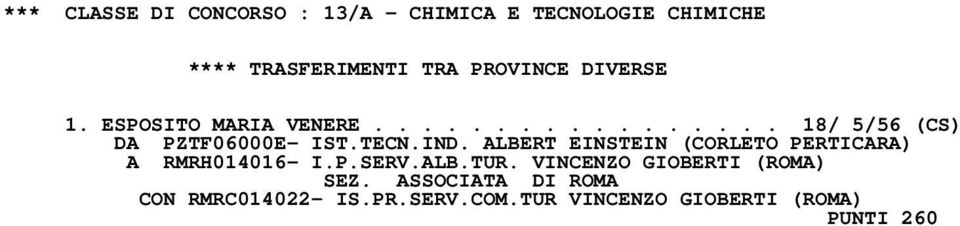 ALBERT EINSTEIN (CORLETO PERTICARA) A RMRH014016- I.P.SERV.ALB.TUR.