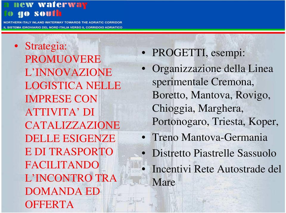 Organizzazione della Linea sperimentale Cremona, Boretto, Mantova, Rovigo, Chioggia, Marghera,