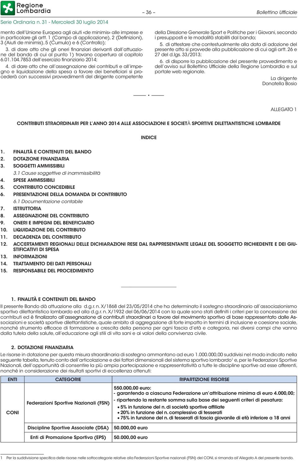 di dare atto che gli oneri finanziari derivanti dall attuazione del bando di cui al punto 1) trovano copertura al capitolo 6.01.104.7853 dell esercizio finanziario 2014; 4.