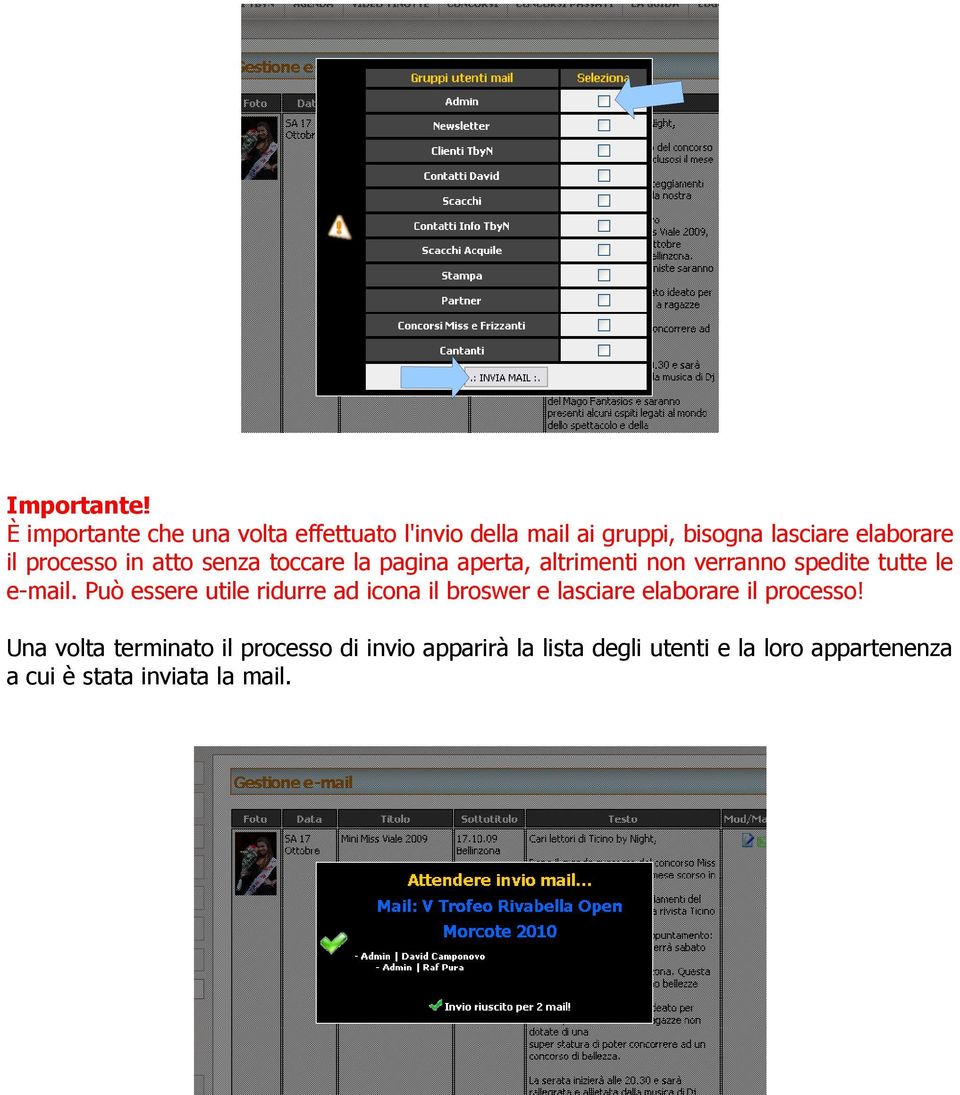 processo in atto senza toccare la pagina aperta, altrimenti non verranno spedite tutte le e-mail.